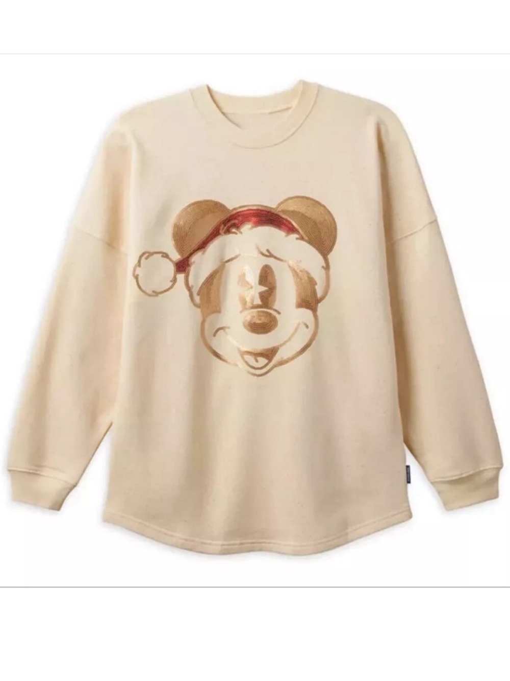 New Mickey Mouse Spirit Jersey Adults-DISNEY HOLIDAY SEQUINED SANTA MICKEY Sz M